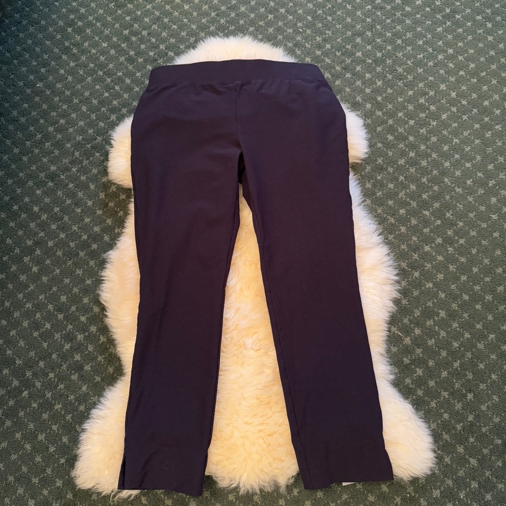 Eileen Fisher Dark Purple Nylon Blend Stretch Leggings